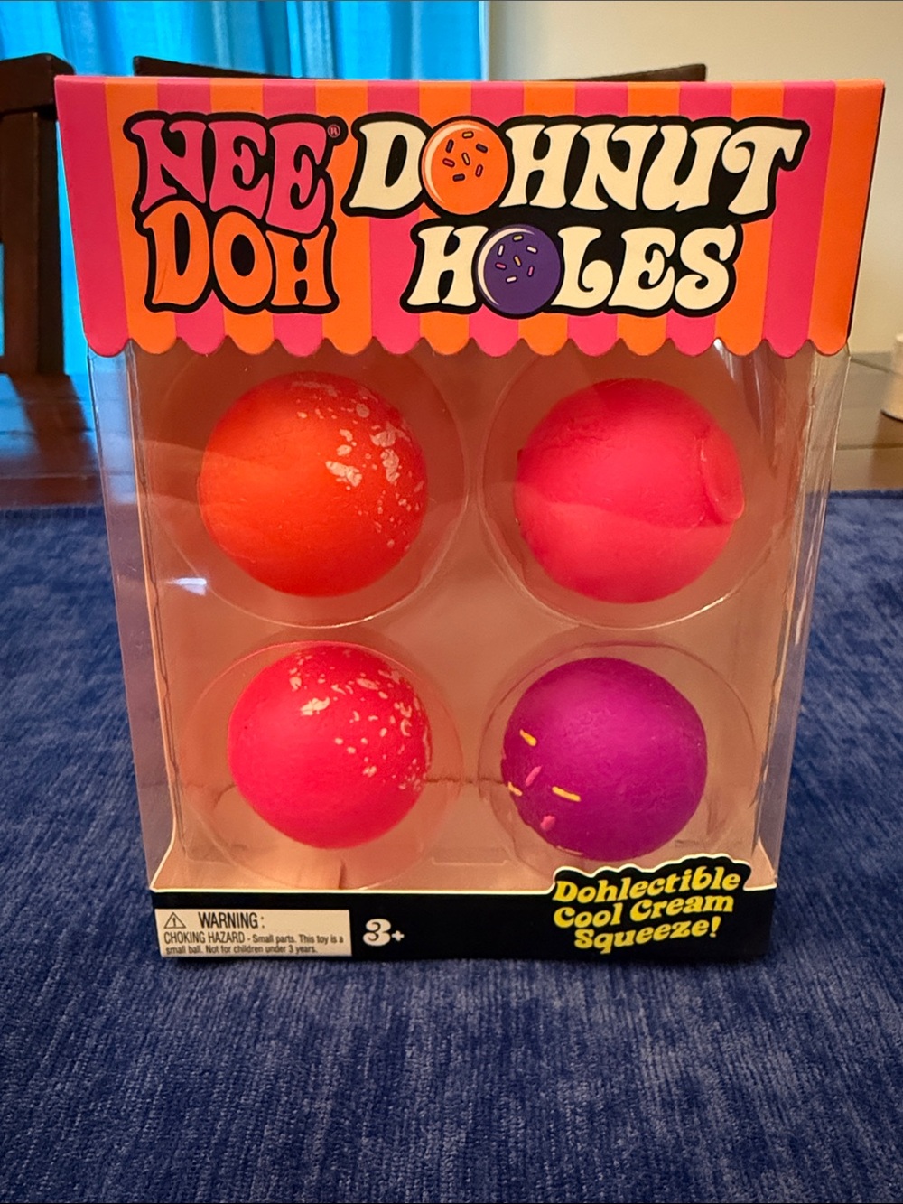 NeeDoh Donut Holes 4-Pack Squeeze Toys - Bright Neon Mix